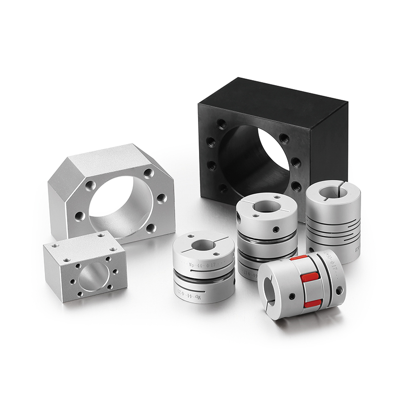 Range of coupling and nut housing components in multiple sizes for ball screw assemblies, CNC machines, and precision linear motion applications.