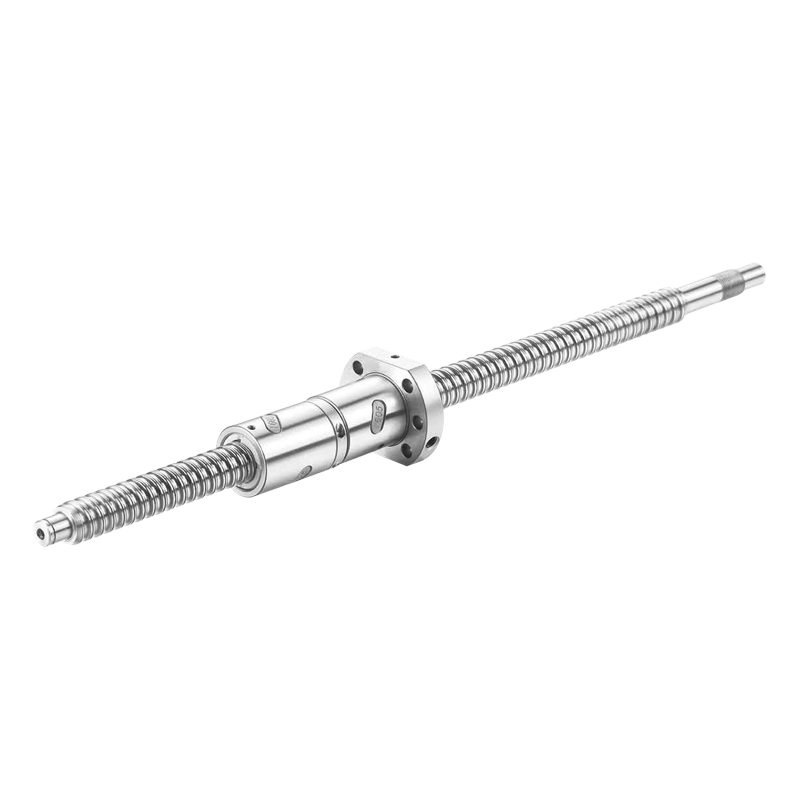 DFU double nut ball screw assembly with flange-mounted nut, engineered for stable load transfer, backlash control and accurate positioning in industrial machinery.