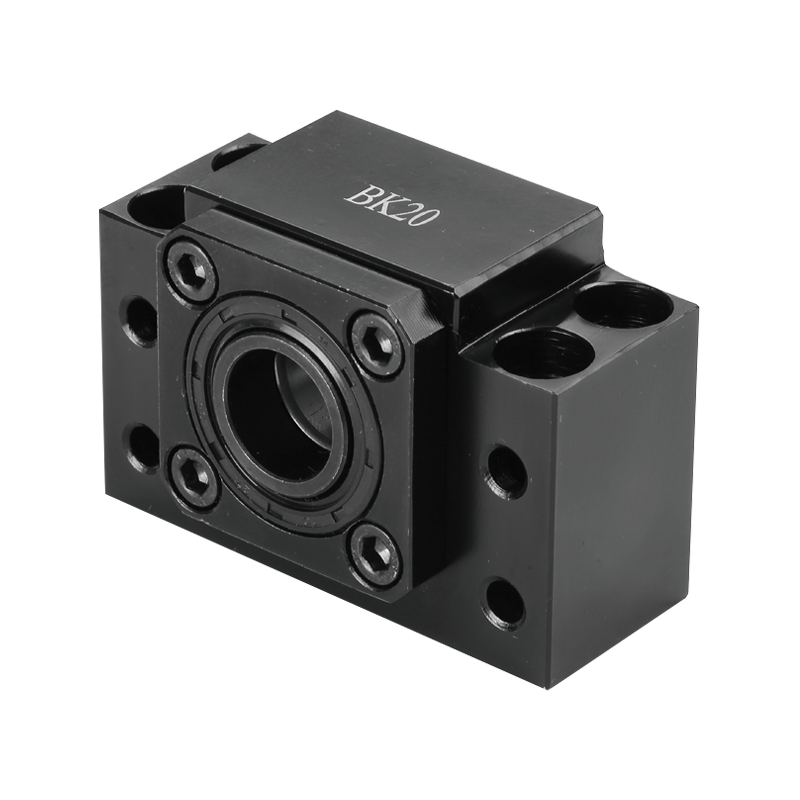 BK20 fixed side ball screw support unit with precision bearing housing and mounting holes for CNC machines and automation linear motion systems.