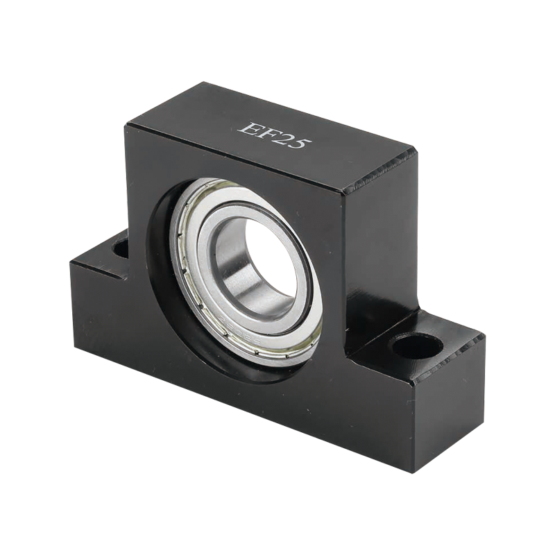 EF series floating side ball screw support bracket with bearing block housing, used for supported-end shaft alignment and smooth linear motion in CNC machinery and automation equipment.