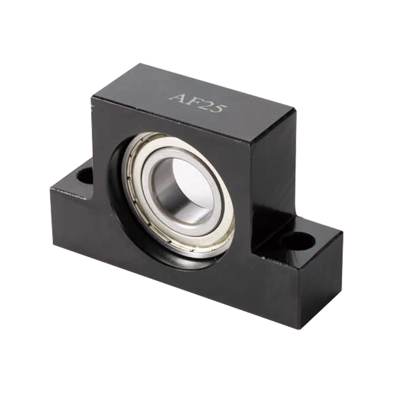 AF25 floating side ball screw support bracket with bearing block housing, used for supported-end shaft alignment and smooth linear motion in CNC machinery and automation equipment.