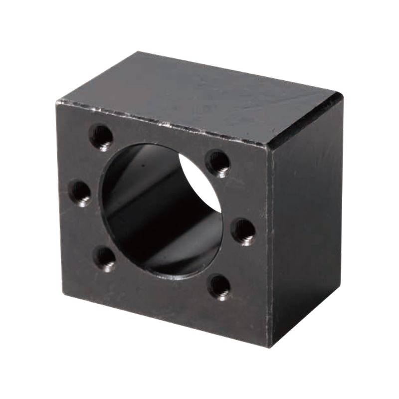 DSG series steel ball screw nut housing with heavy-duty block design and precision-machined mounting holes for industrial automation and CNC linear axes.