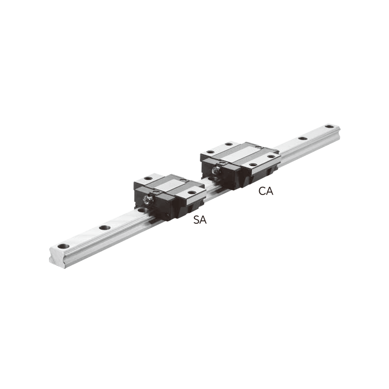 EGW linear guideway with CA SA guide blocks and precision rail, used for space-saving linear motion systems in CNC machinery and industrial automation.