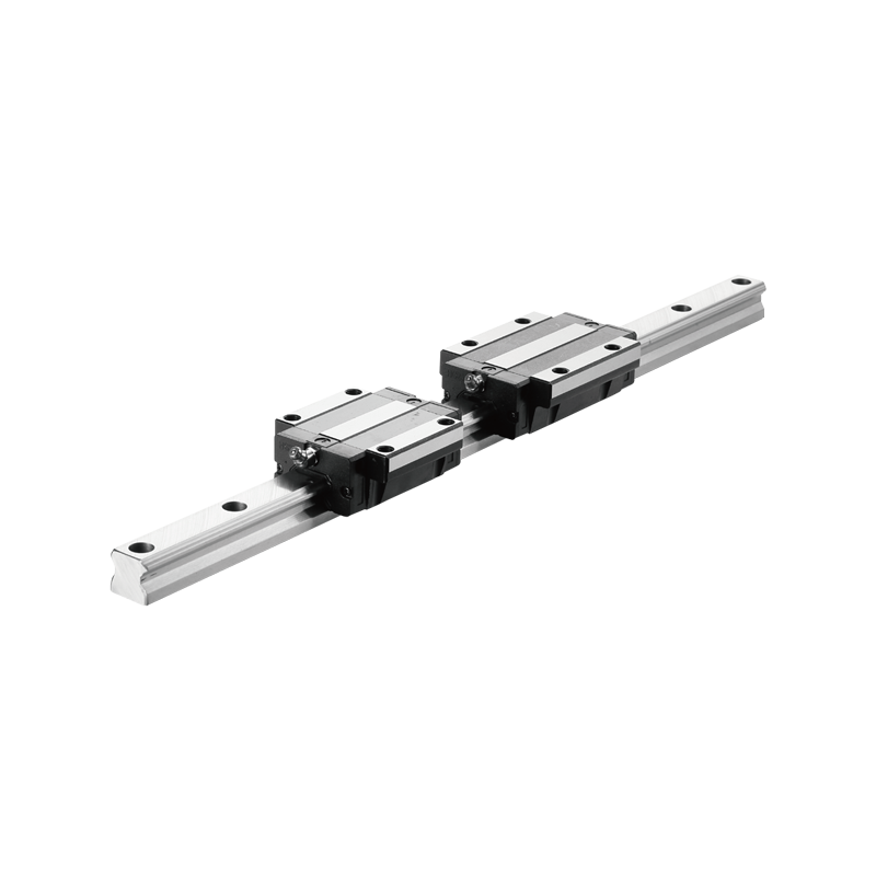 High rigidity linear guideway with flange blocks and rail, designed for stable load capacity and accurate linear motion in CNC machinery.