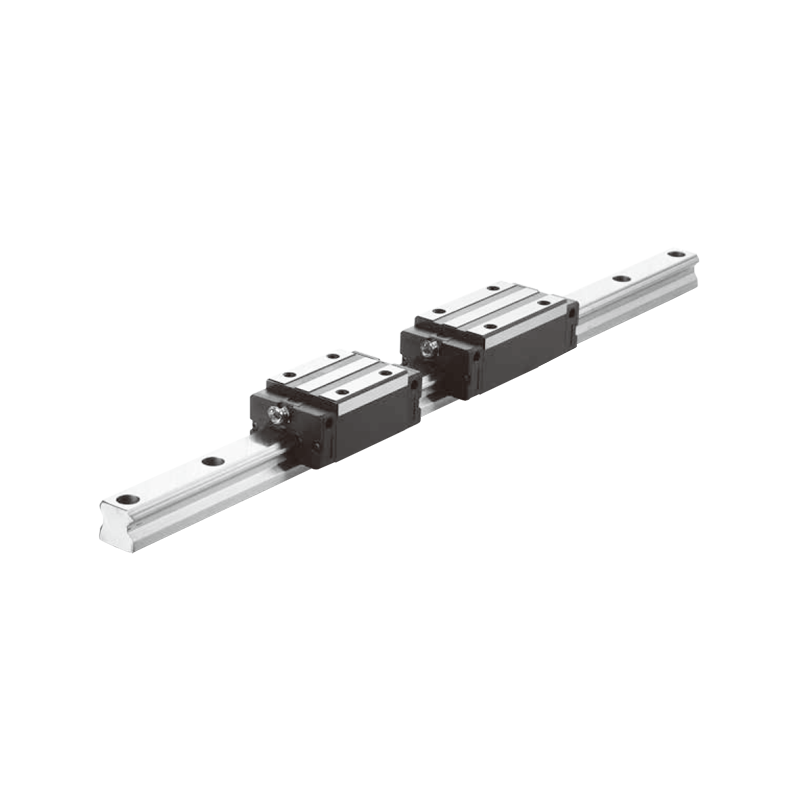 High rigidity linear guideway with carriage blocks and precision rail, designed for stable load support and accurate linear movement in CNC machinery.