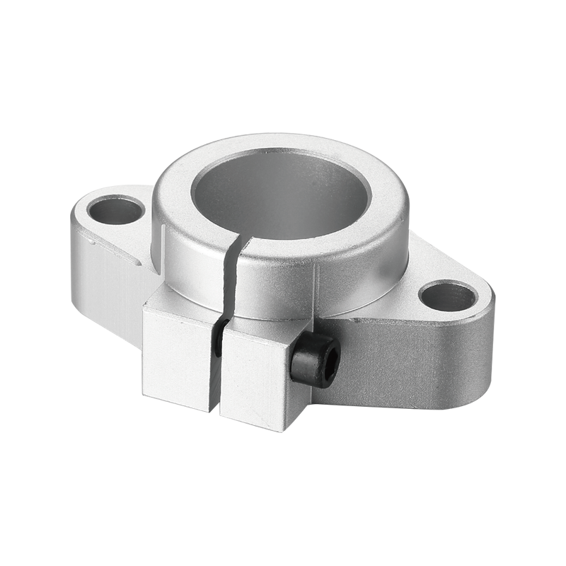 Aluminum flange shaft support for linear motion systems, designed to hold round shafts and provide reliable support in automation machinery.