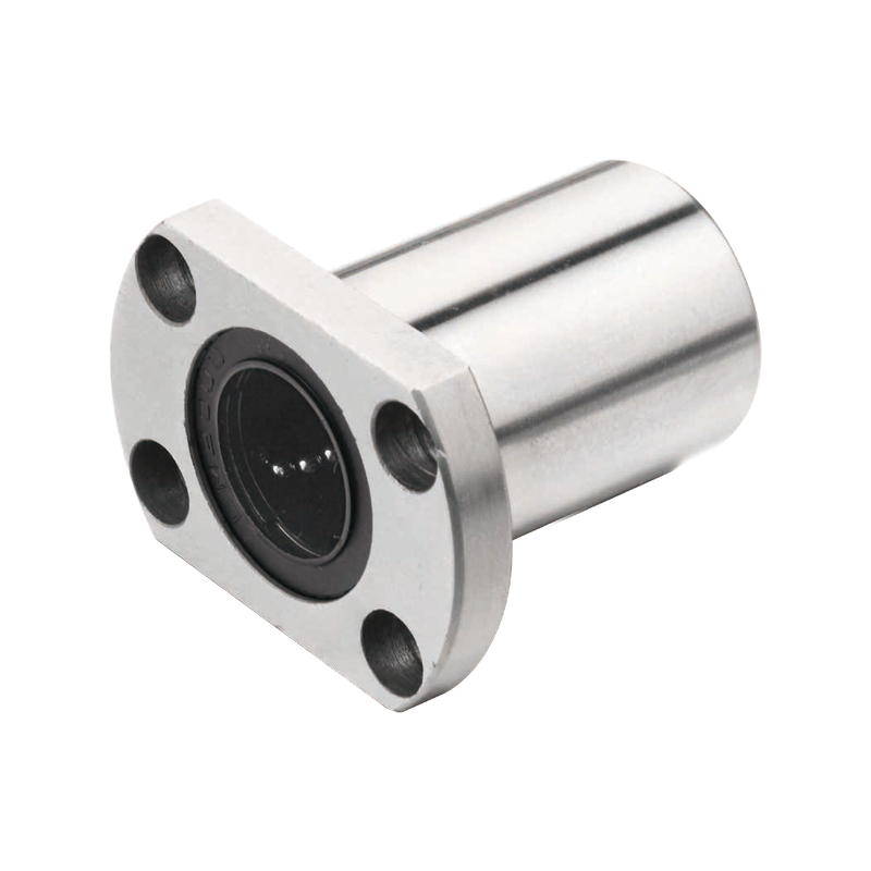 LMH UU double cut edge linear bearing with compact flange and four mounting holes, designed for smooth round shaft linear motion in automation equipment.